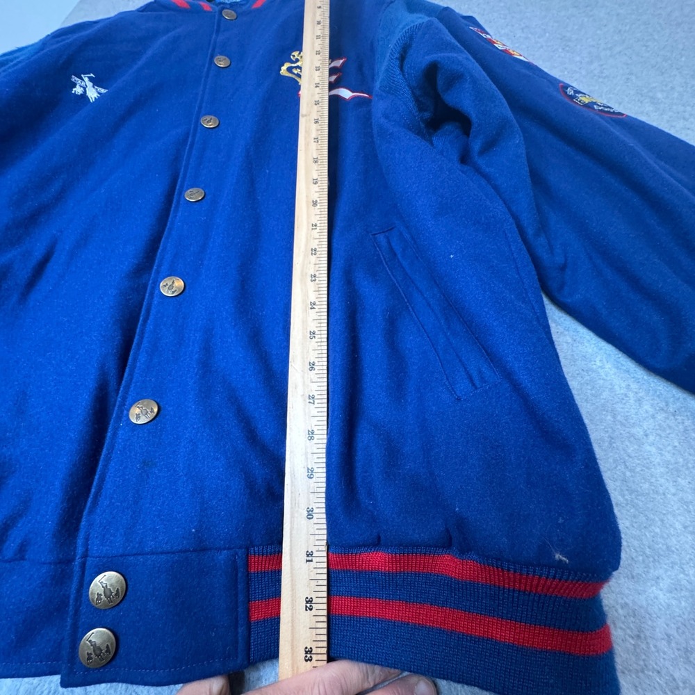Vintage Star‎ Company Bomber Jacket Wool Quilted Embroidered Wales Polo Team 3XL - Picture 5 of 12